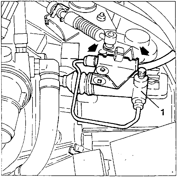 Diagram showing clutch control cylinder being moved