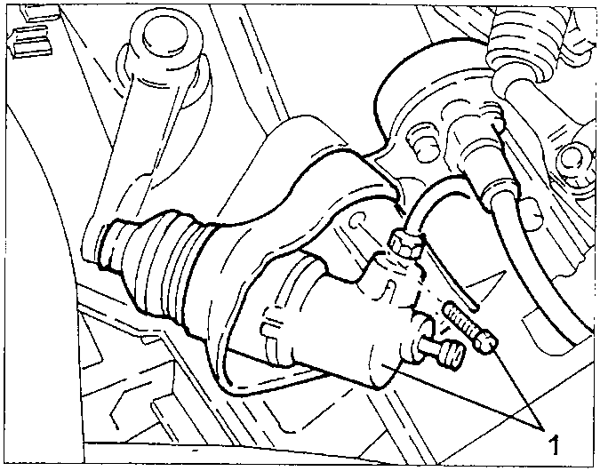Diagram showing gearbox mounting area with upper gearbox fastening screws.