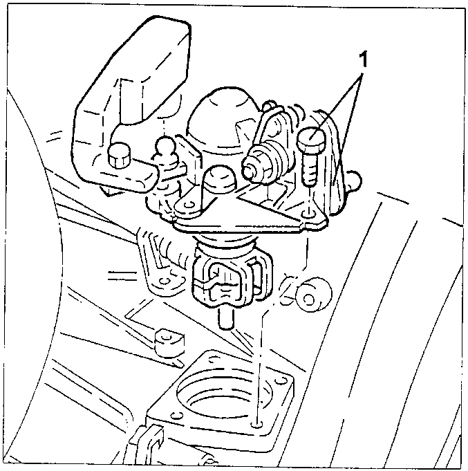 Diagram showing gear selection and engagement unit with fastening screws.
