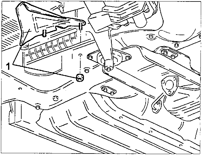 Exhaust pipe front section removal with part number 1 shown