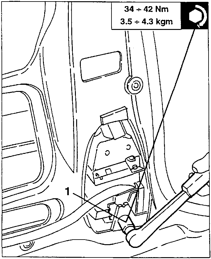 Seat belt pre-tensioner with components 1 and 2 shown