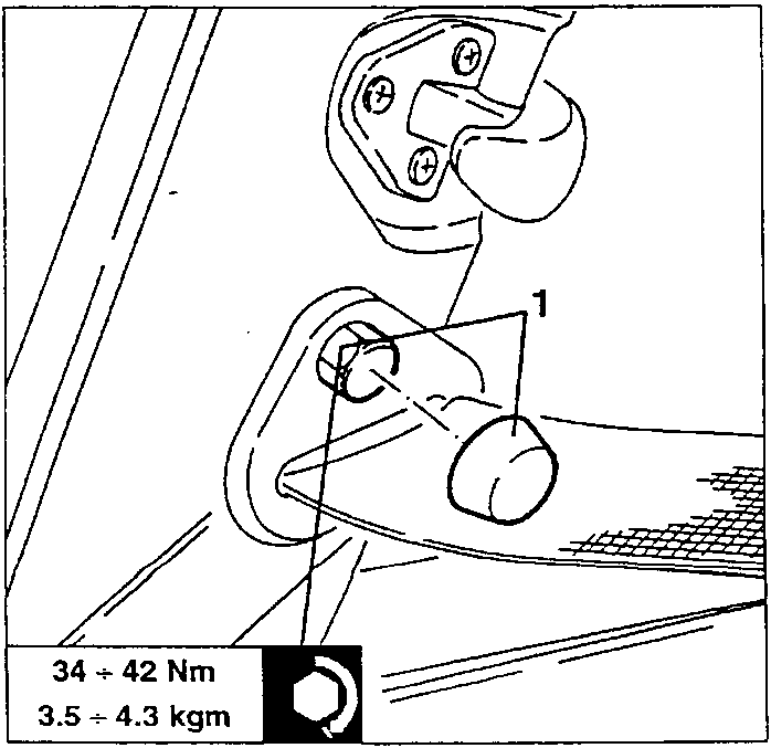 Diagram showing a cover being pulled off a screw on a rear seat belt runner attachment.