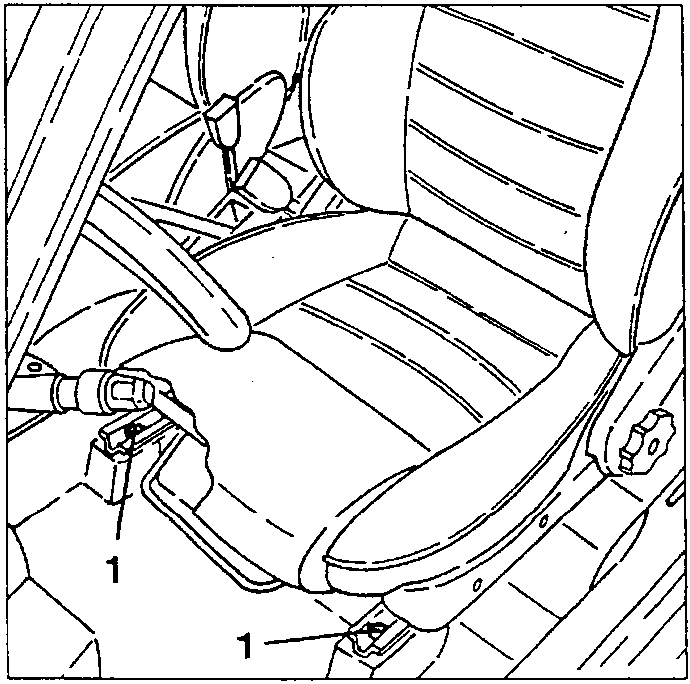 Front seat with front screws loosened for removal
