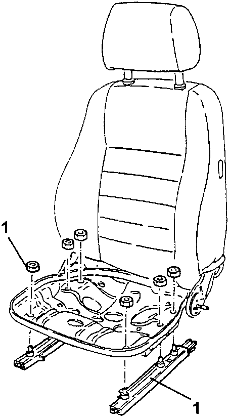 Diagram showing seat runners with bolts removed