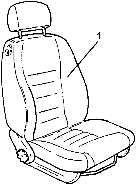 Seat with guide pins marked 1