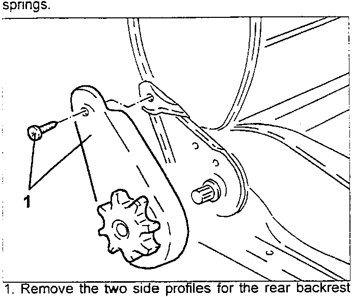 Diagram showing hinge trim removal with fixing bolt 1