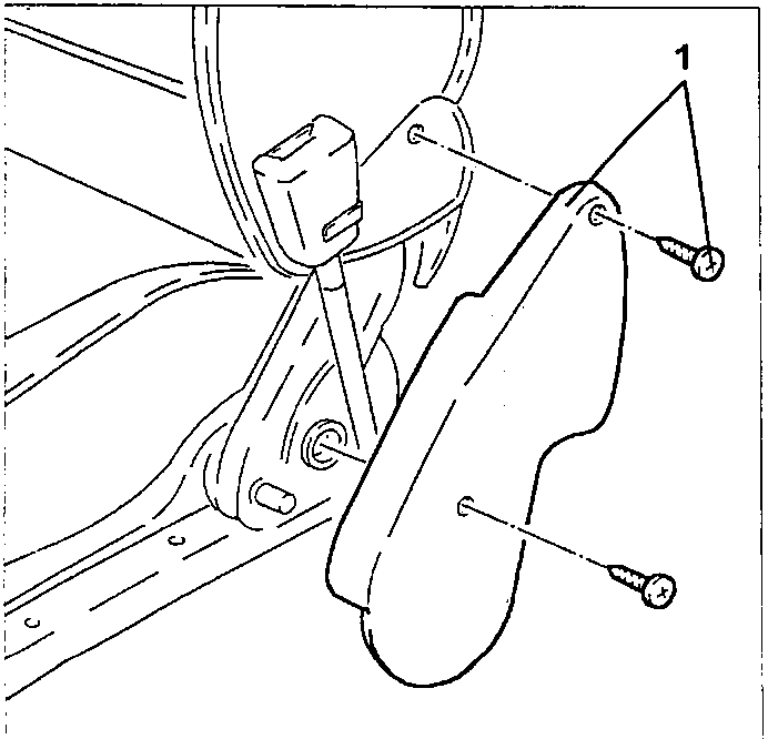 Diagram showing hinge trim removal with fixing bolts 1