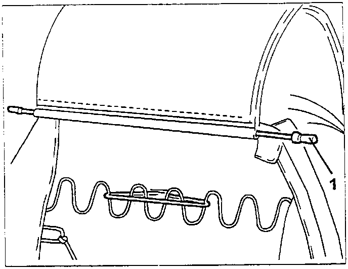Diagram showing removal of upper backrest cover retaining rod