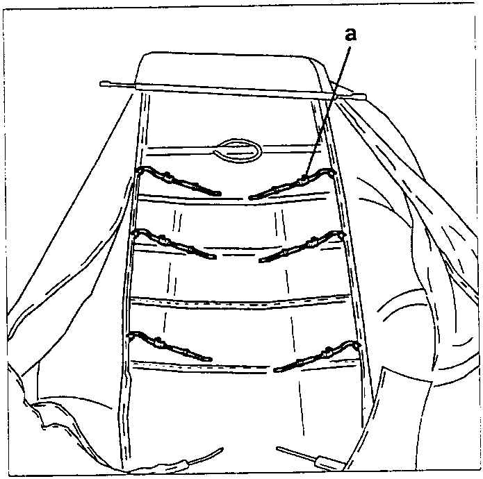 Diagram showing seat rods (a) and side bag mechanism
