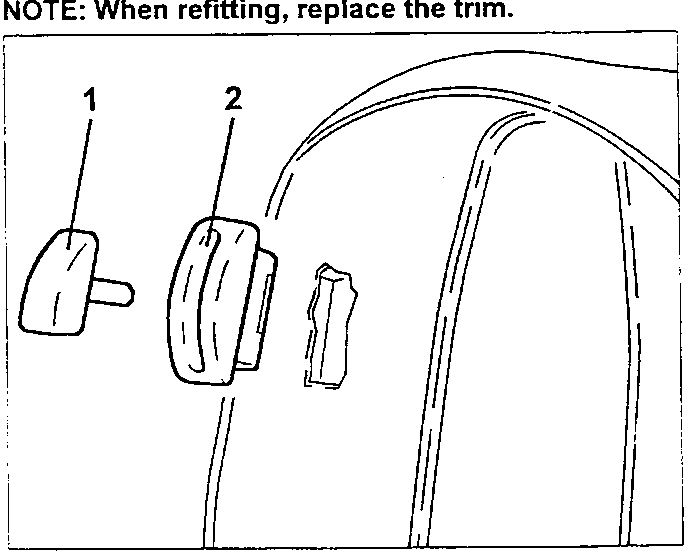 Diagram showing seat folding lever and trim components