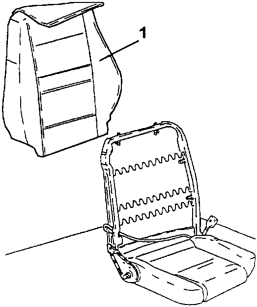 Diagram showing front seat backrest cover with upholstery