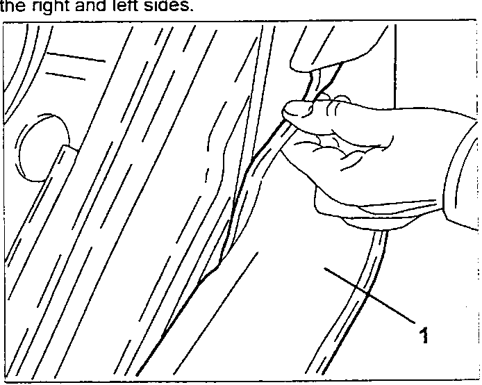 Diagram showing hands releasing the seat cover from the side base of the seat.