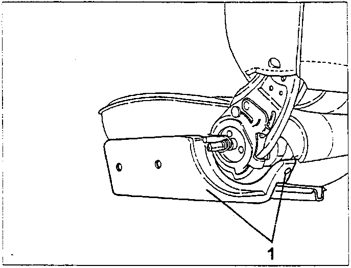 Diagram showing a close-up of a hinge mechanism with bolts being loosened.
