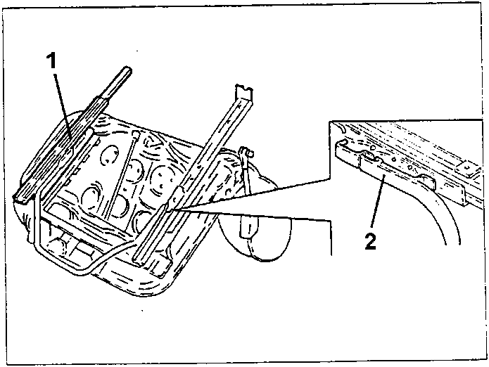 Diagram showing guide (1) and runner (2) being positioned.