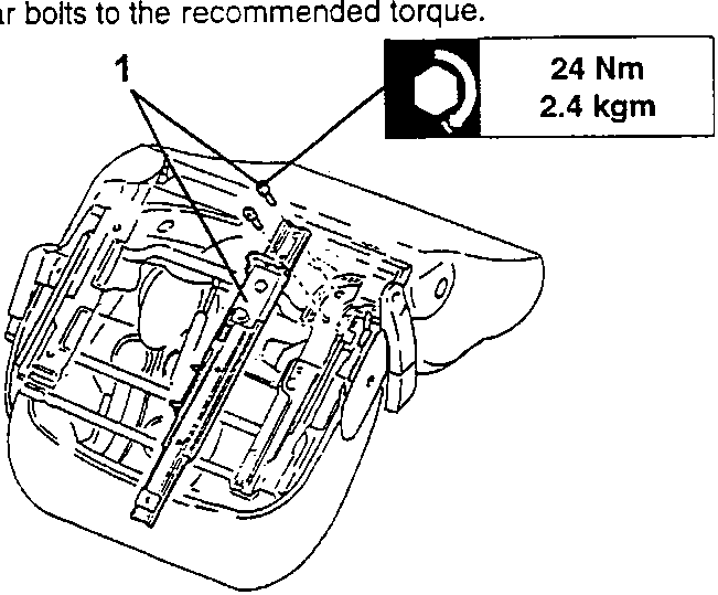 Torque specification for bolts on car component assembly