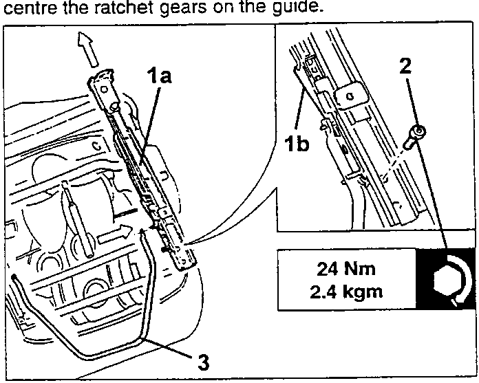 Diagram showing inner guide retraction and bolt tightening
