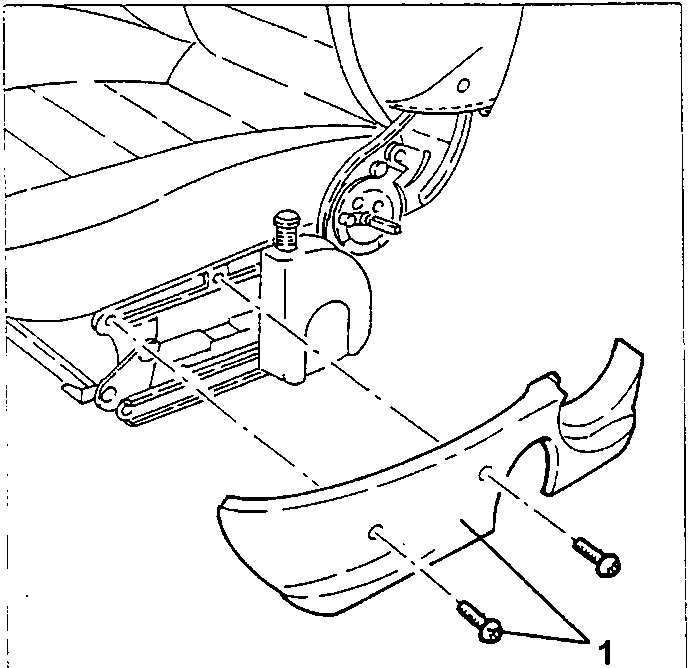 Right hinge trim removal diagram showing bolts and trim