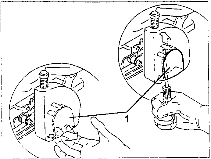 Seat lifting lever trim removal diagram showing hand and screwdriver use