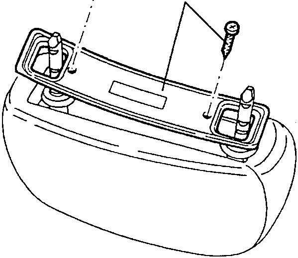 Head restraint trim removal diagram showing bolts and trim