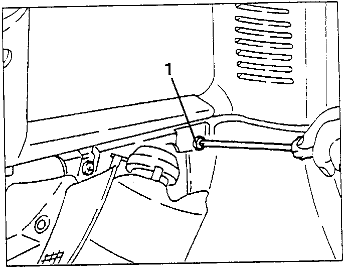 Diagram showing upper screw fastening the window moulding with callout 1 pointing to the screw.