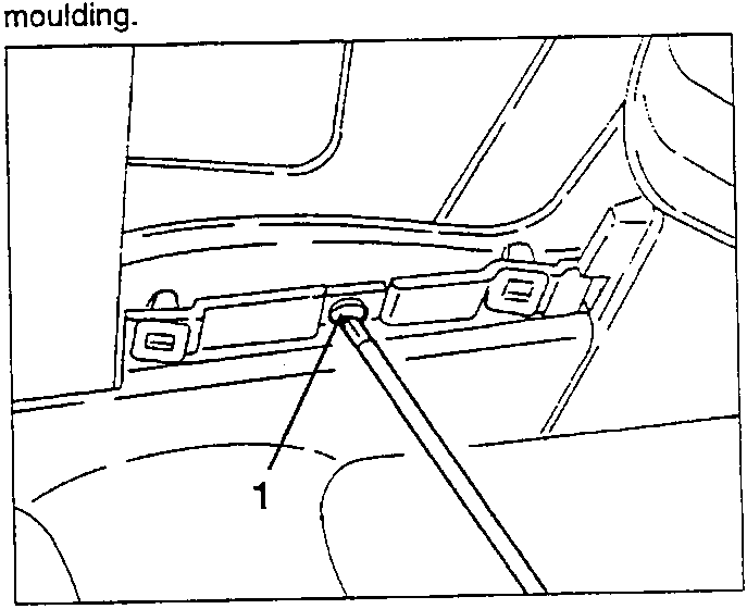 Diagram showing rear roof lining with callout 1 pointing to a screw.