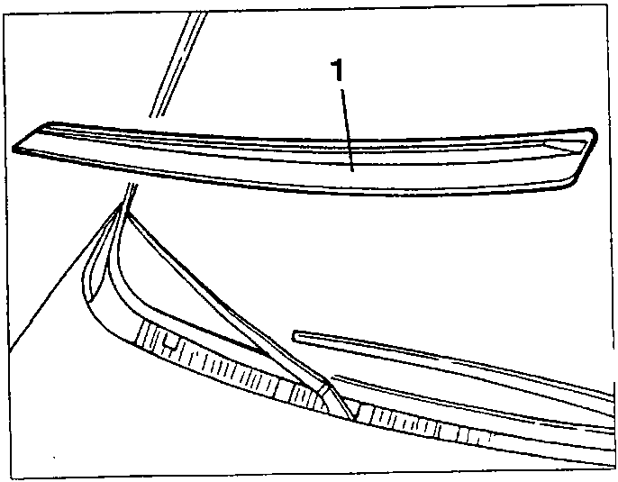 Diagram showing the windscreen air grille being prised out from the top edge.