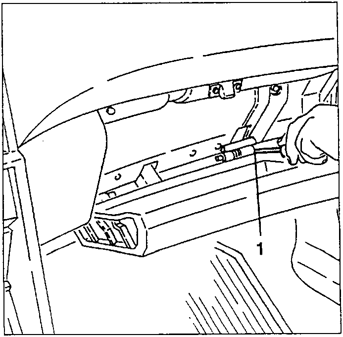 Diagram showing opening glove compartment with screwdriver as lever