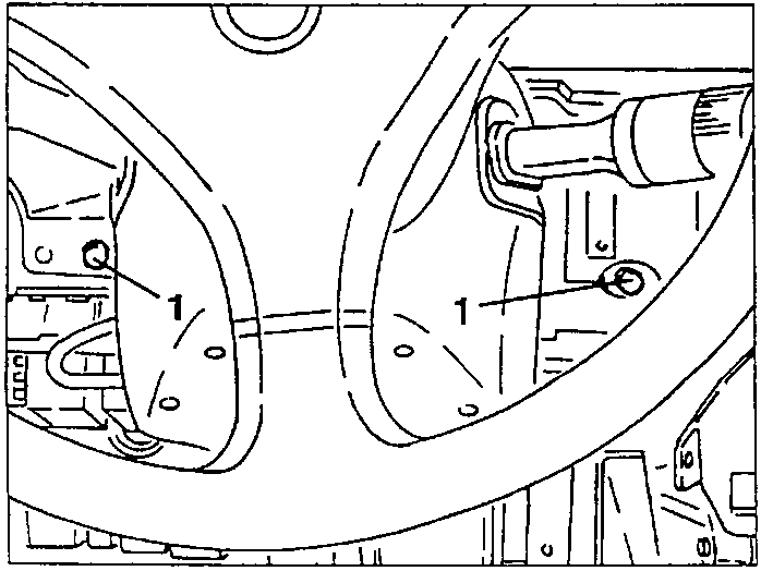 Diagram showing two screws on driver's side securing dashboard