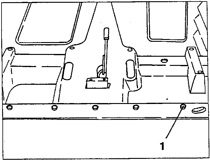 Diagram showing rear floor trim with five plastic nails labeled as 1
