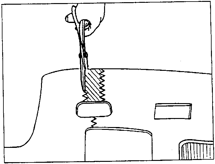 Diagram showing tipping down the sun visor to access screws