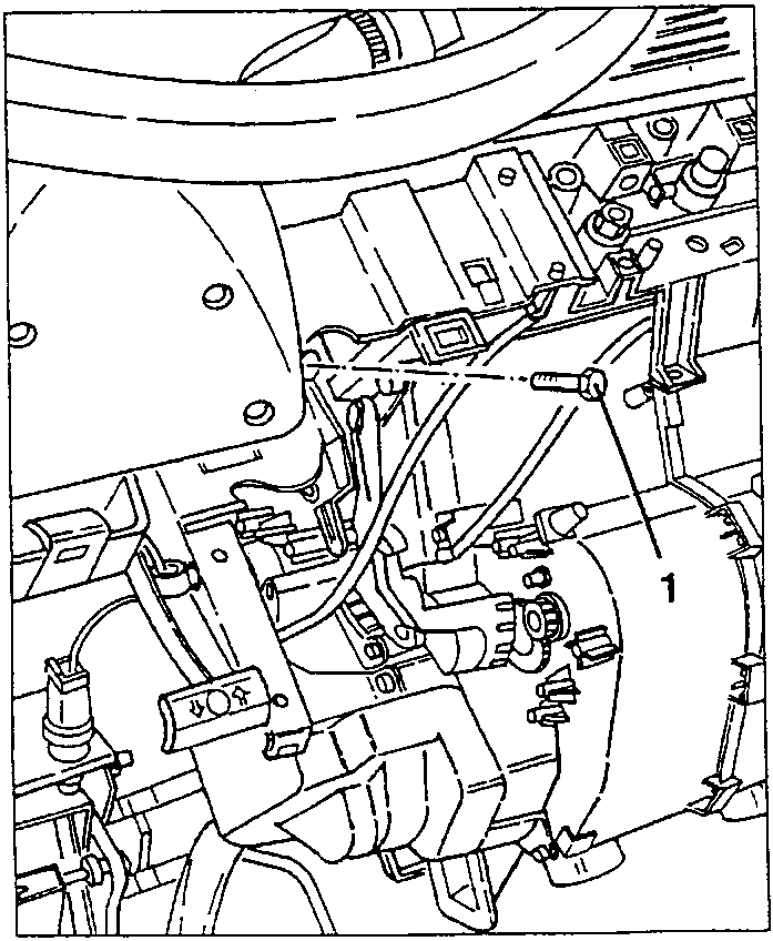 Diagram showing loosening a screw on the left side of the heating-ventilation group