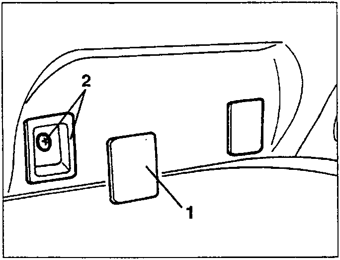 Diagram showing two caps: one with a screw (labeled 2) and one plain (labeled 1).