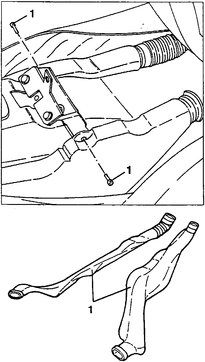 Air delivery ducts with screws labeled '1'