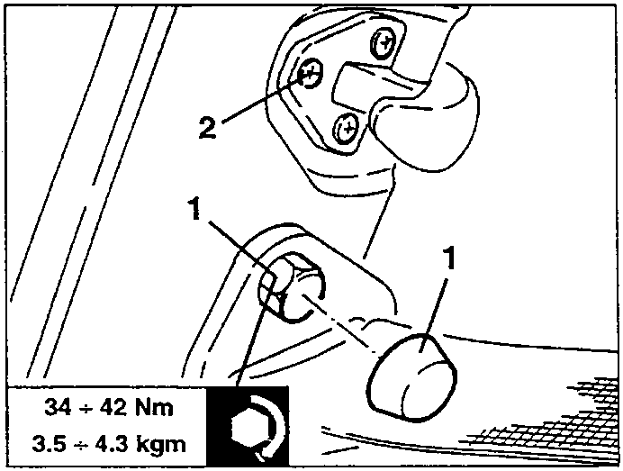Screw assembly with labels '1' and '2'