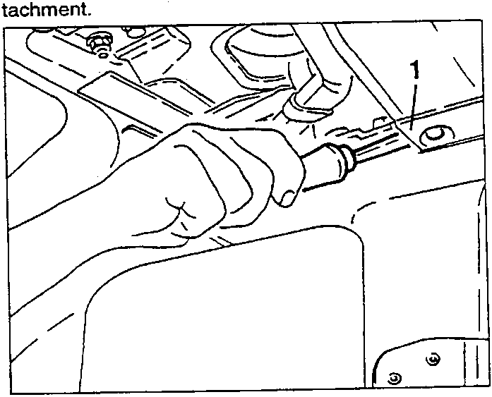 Hand using tool to remove or install engine mount bolt