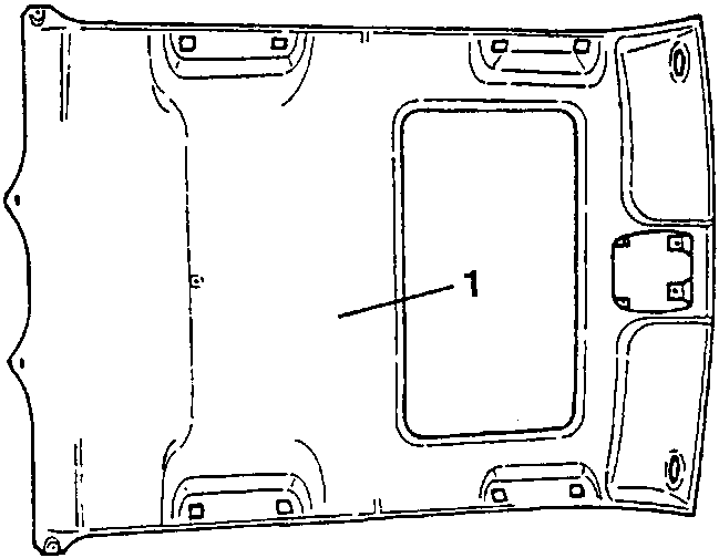 Diagram showing removal of the sun roof seal strip, with label 1 pointing to the strip.