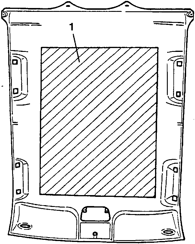 Diagram showing roof panel with glued area marked 1.