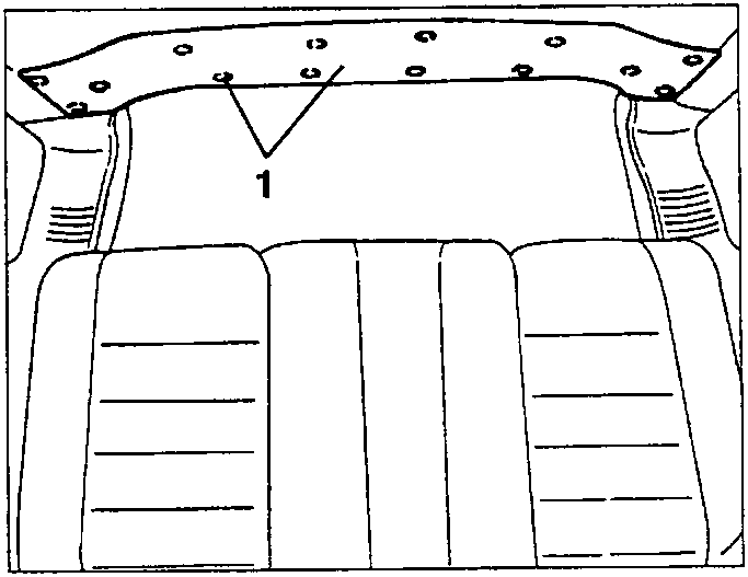 Diagram showing rear trim with plastic nails marked 1.