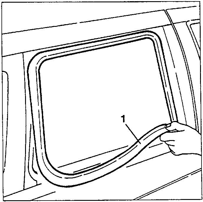 Quarterlight window seal removal: 1. Seal