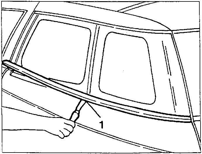 Side window lower seal removal: 1. Seal