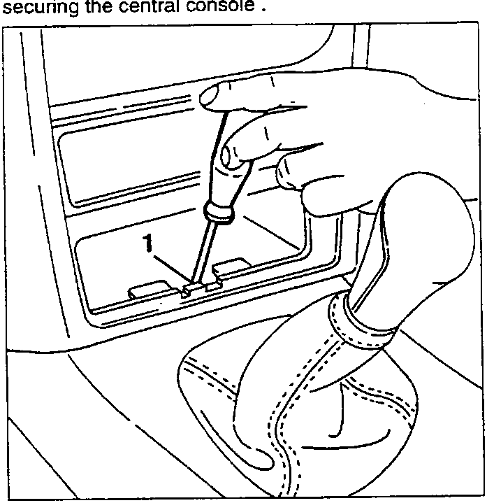 Hand using screwdriver to loosen screw near gear shift lever