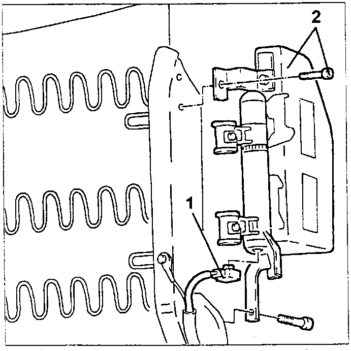 Diagram showing side bag module with numbered parts 1 and 2
