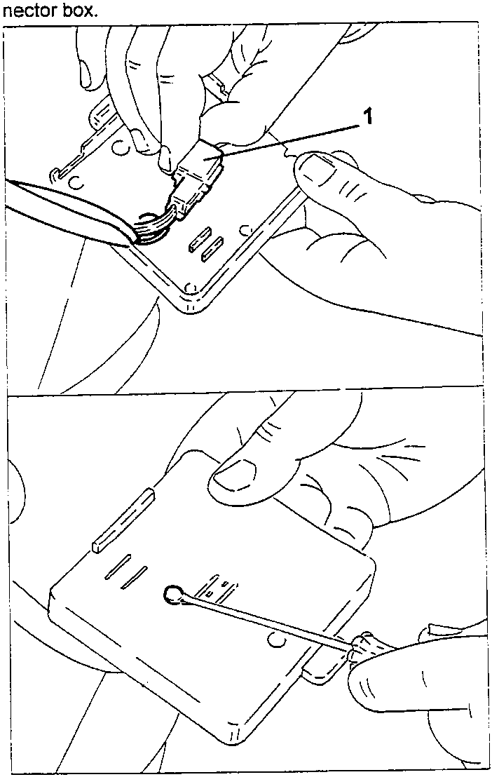 Illustration of hands releasing electrical connection from connector box