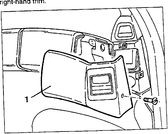 Diagram showing removal of passenger's side module trim
