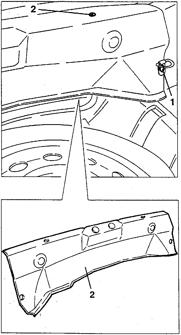 Luggage guard removal diagram showing rivets and screws