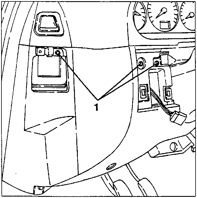 Diagram showing upper screws on fuse-box cover trim