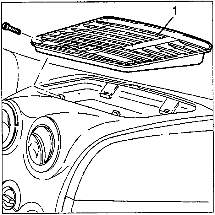 Air vent on dashboard with a label '1' pointing to the air vent