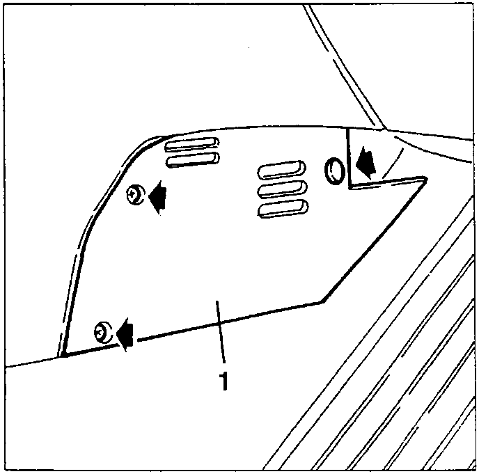 Foot level air vent trims with arrows indicating removal