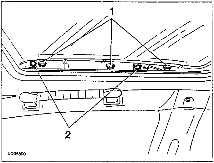 Sliding blind removal diagram showing components 1 and 2