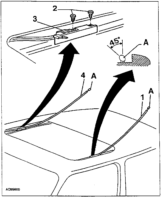 Diagram showing rack removal with numbered parts and 45° angle indication